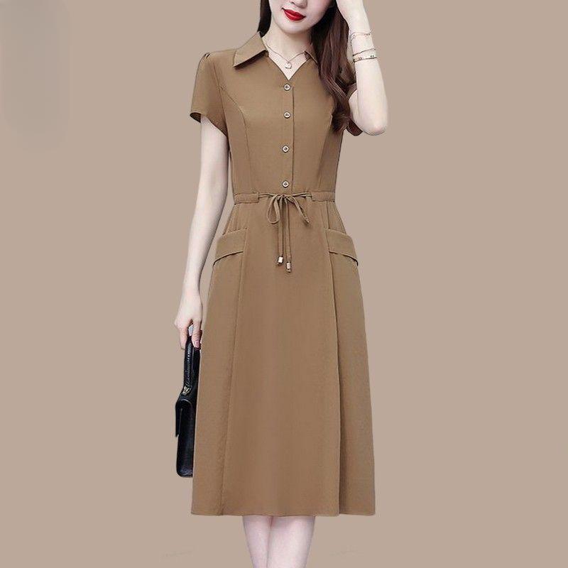 Robe d'été tendance pour mamans, coupe ample, taille nouée, élégante et amincissante, pour femmes d'âge moyen