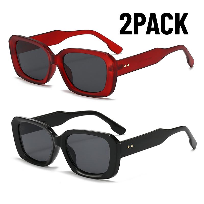 Latest 2PACK Compact Sunglasses Female Male Trendy Retro Brand Design Hip Hop Square Sun Eyeglasses Women Outdoors Eyewear UV400