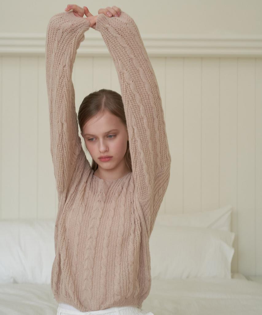 Peullobeu V Neck Cozy Knit_Be