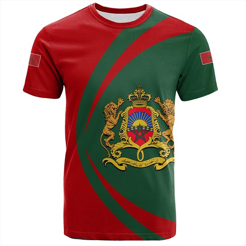 Camiseta con Bandera Marroquí Impresa en 3D para Hombre Casual Nueva Camisetas de Manga Corta Oversize Ropa Camisetas para Hombre Camiseta Deportiva