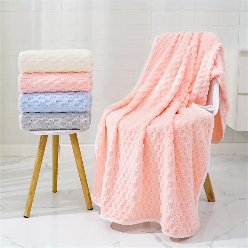 1PCS Adult Super Absorbent Ultra-fine Fiber Towel, Quick Drying Texture Towel, Soft Home Thickened Coral Velvet Bath Towel