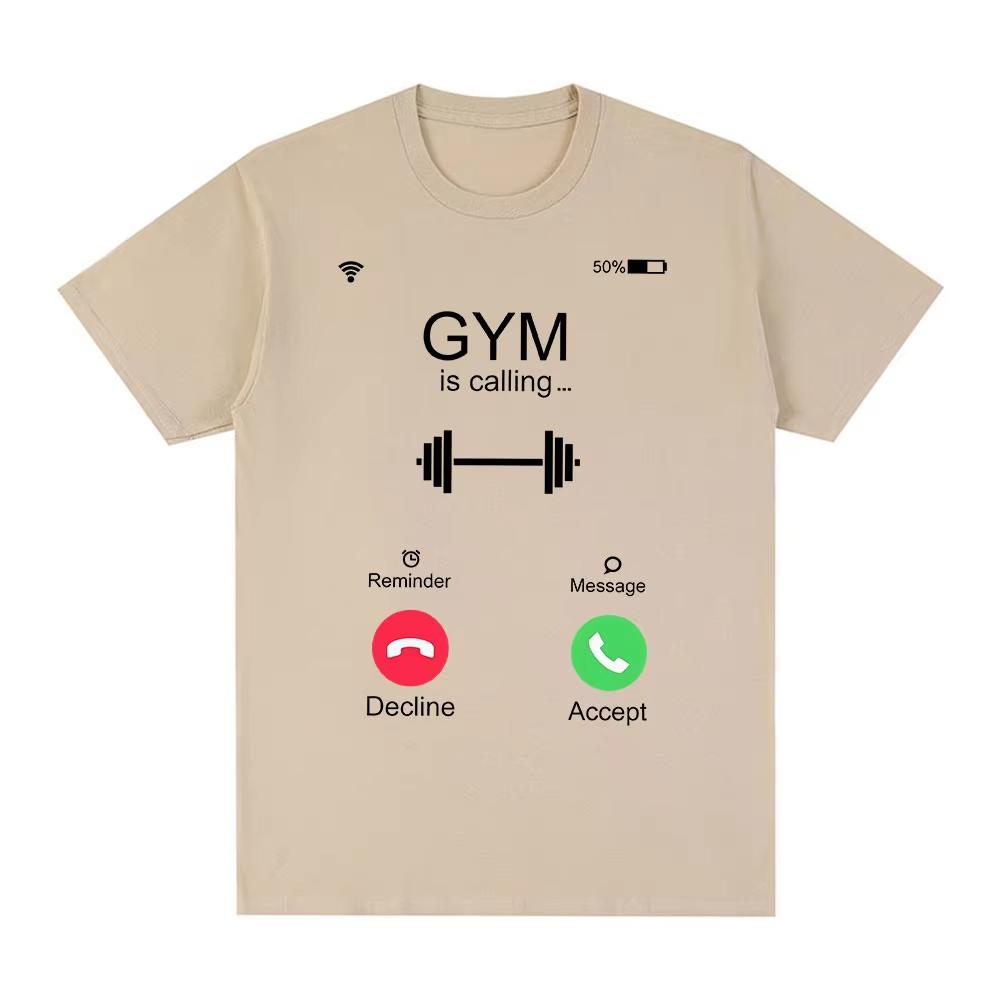 Call Gym Is Calling Funny T-Shirt Men's Women Fashion Casual T-shirt Cotton Loose Short Sleeve T Shirts Tops