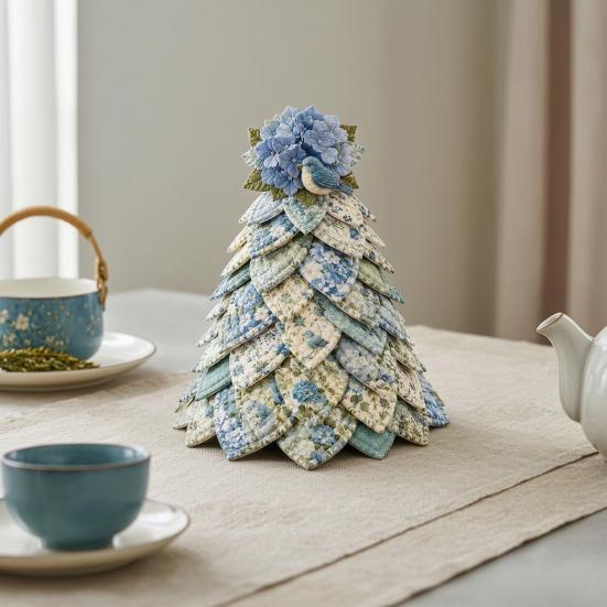 Einzigartige handgefertigte Weihnachtsgeschenke DIY gesteppter 3D-Baum Bastelset für Anfänger, Stoffflicken Patchwork Näharbeiten Set für Erwachsene Feiertagstischdekoration