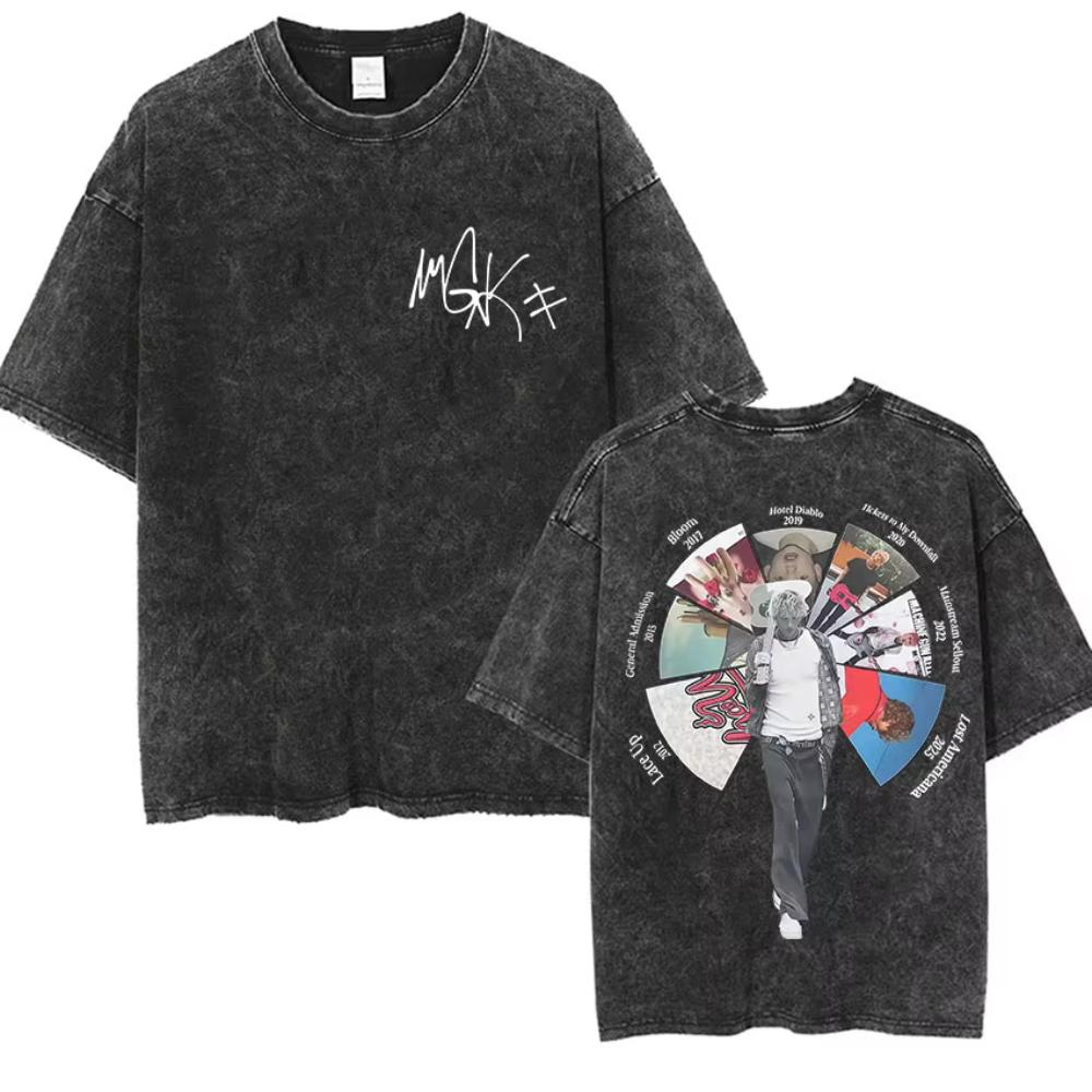 Vintage Machine Gun Kelly MGK Lost Americana Tour  Washed TShirts Mans Women Hip Hop Short Sleeve Tshirts Streetwear