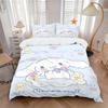 3pcs Blue Cinnamoroll and Bear Quilt Cover Set (1 Quilt Cover + 2 Pillowcases Without Pillow Core), High-Definition Printing for Home and Dormito