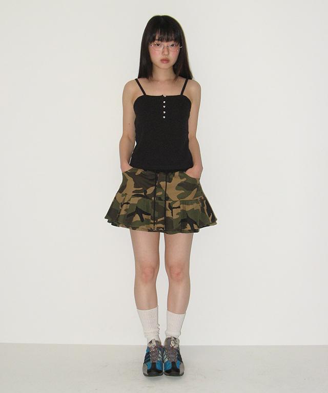 RONRON Heart Button Golgi Sleeveless Eyelet Black