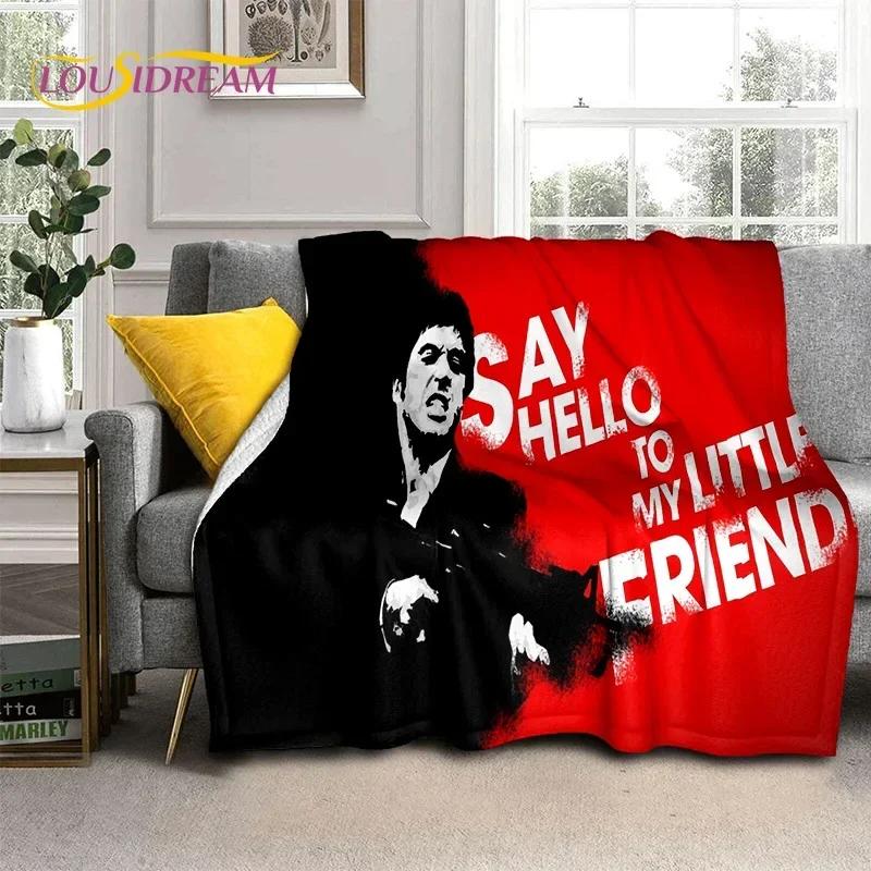 Scarface 3D Klassiker Film Tony HD Decke, Weiche Überwurfdecke für Zuhause Schlafzimmer Bett Sofa Picknick Reise Büro Abdeckdecke Kinder