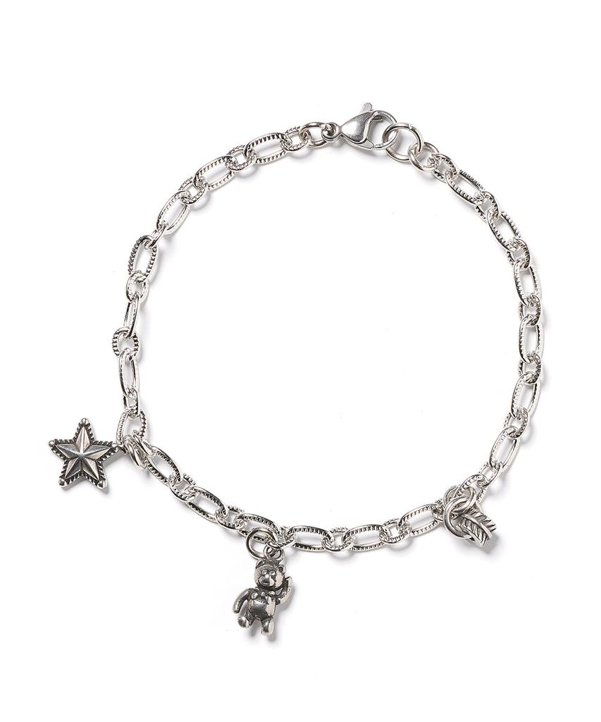 Polalita Surgical Chain Teddy Bear Star Charm Point Bracelet (Plt-Br-002_Sv)