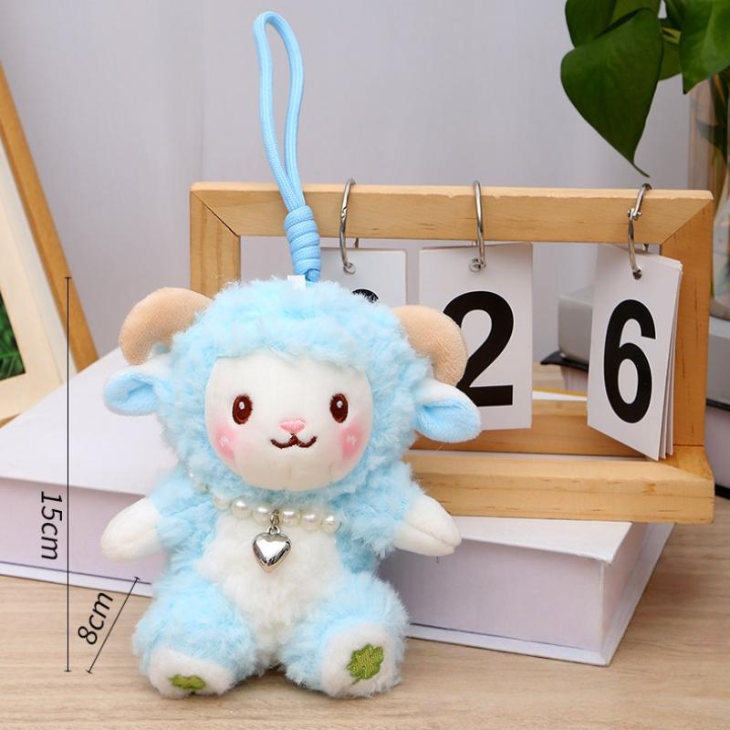 1Pcs 15CM Soft Comfortable Cartoon Animal Stuffed Doll Collection Cartoon Sheep Keyring PP Cotton Little Sheep Plush Keychain