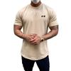 Men Sports T-shirt O Neck Short Sleeve Slim Fit Solid Color Elastic Quick-drying Soft