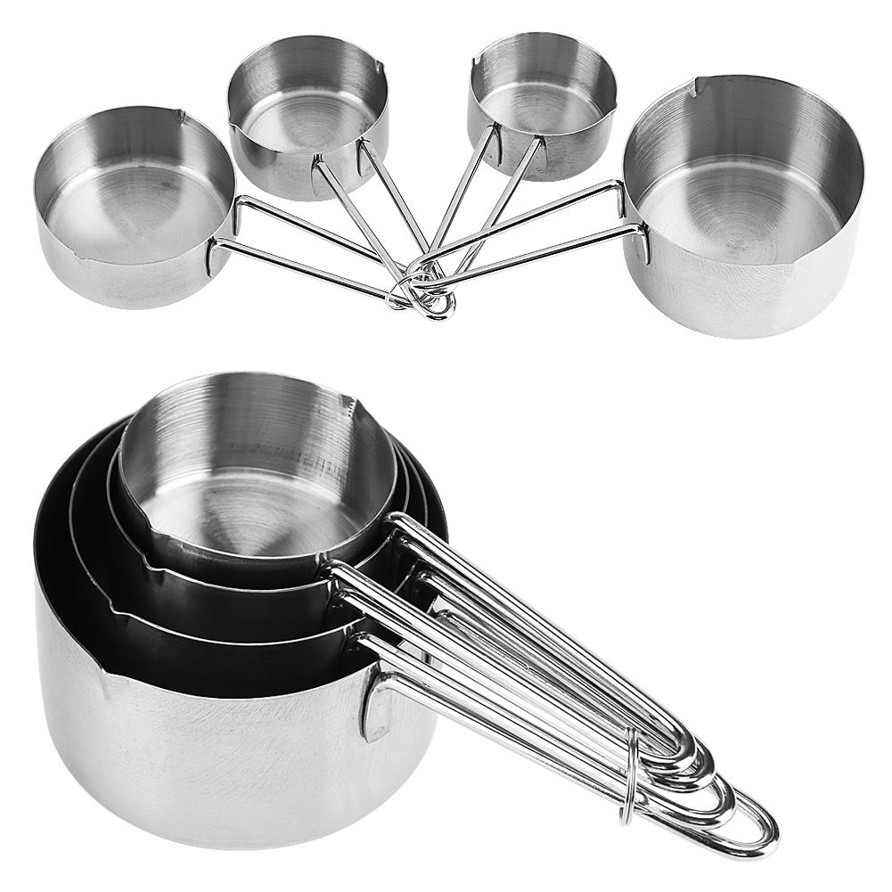 8pcs Set Stainless Steel Measuring Cups&Spoons Kit Sugar Coffee Milk Kitchen Gadget Baking Tool