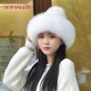 Winter Women Knitted Hats Real Fox Fur Brim Hat Female Wool Caps With Fur Pompom Fashion Thick Russia Ski Stripe Skull Beanies