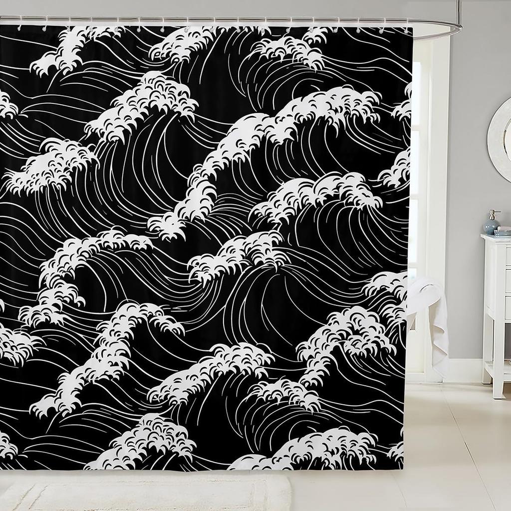 Koi Fish Shower Curtain Japanese Style Bath Curtain For Boys Girls Teens Ocean Marine Bathroom Shower Curtain Set Waterproof