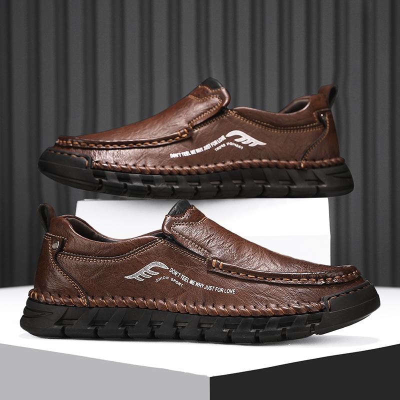 Echtes Leder Wanderschuhe Mode Bequeme Herren Casual Driving Schuhe Handgefertigte männliche Slip-on Flats Neue Atmungsaktive Halbschuhe