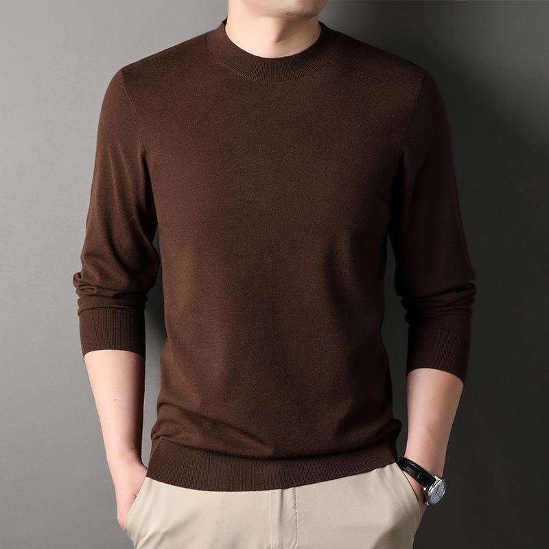Autumn and Winter Men's Half Turtleneck Long-sleeved Knitted Sweater Including Young and Middle-aged Bottoming Shirt for Men