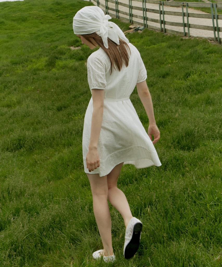 Itove Seoul Boatneck Cotton A-Line Dress White