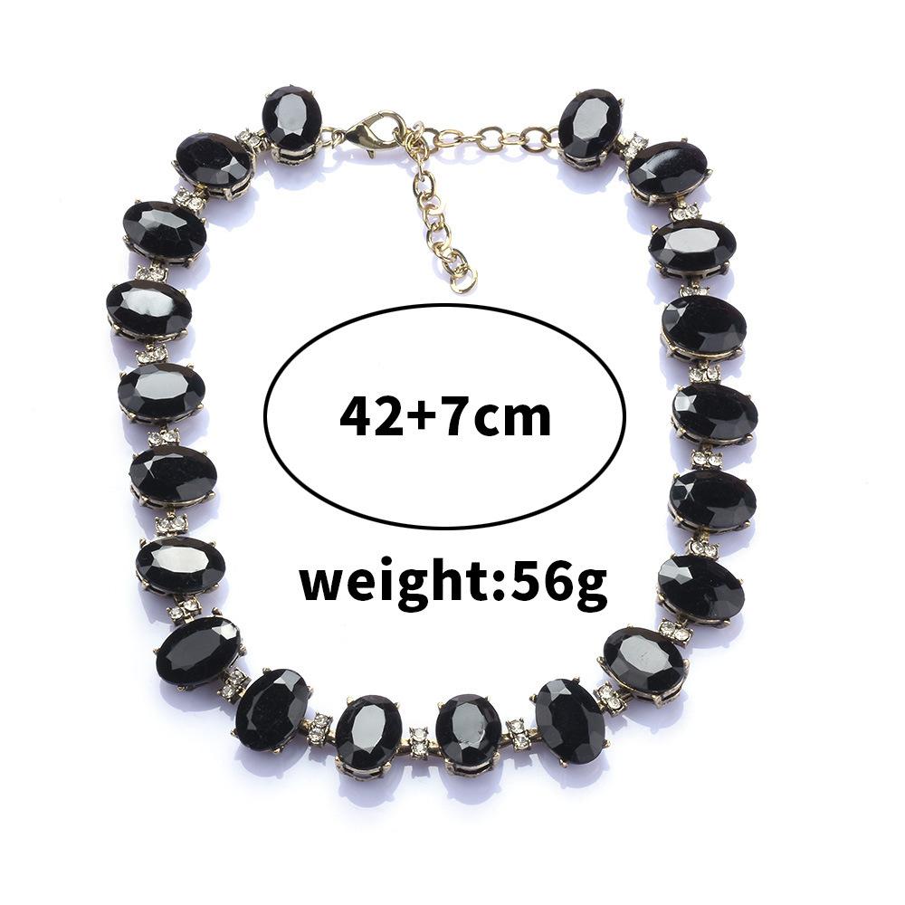 Luxury Black Crystal Gemstone Dinner Necklace, Short Accessories