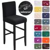 Fundas impermeables para sillas de respaldo corto, fundas elásticas para sillas de comedor, fundas para taburetes de bar de color liso, protector de silla extraíble