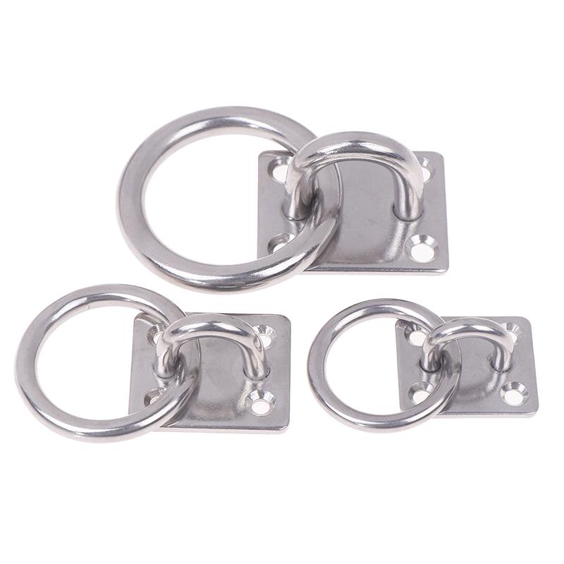 M5 M6 5/6mm Stainless Steel Square Marine Eye Plate Eye Hook With Round Ring Lashing Tie Down Boat Yacht Boat Marine Hardware