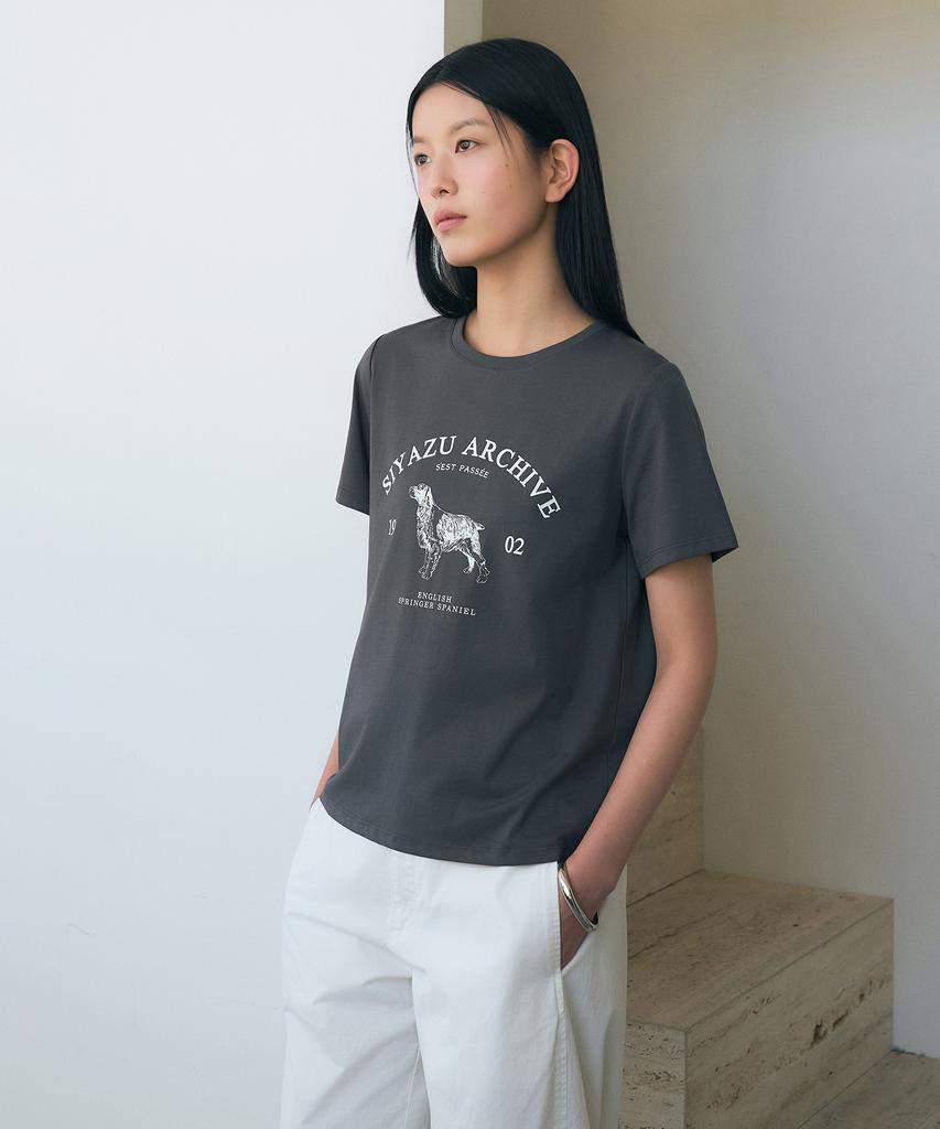 Siyajyu Sitp5191 Archive Houndstooth Print Short Sleeve T-Shirt_Charcoal