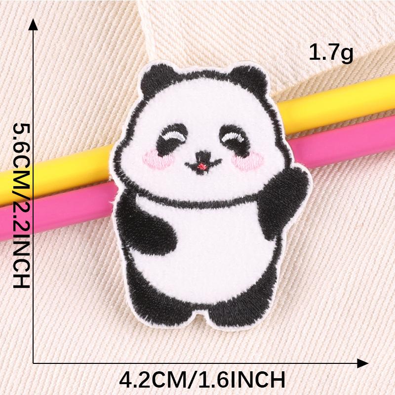 Original Embroidery Label Clothing Accessories Cute Plush Panda Animal Embroidery Sticker Self-adhesive Patch Cloth Sticker
