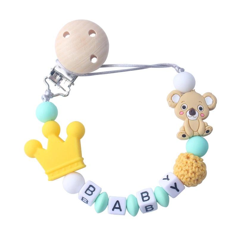 1 Pcs Personalized Name Baby Pacifier Clips Koala Pacifier Chain Holder for Baby Teething Soother Chew Toy Dummy Clips LM