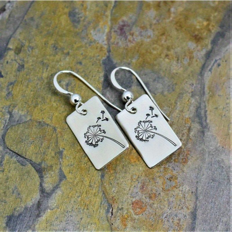 1 Paire d'Earrings Mode Rectangulaires Minimalistes Rétro Pissenlit