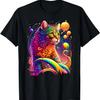 Maglietta Grafica Gatto Arcobaleno Colorato