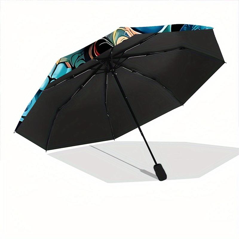 1pc Skull Flowers Automatic Open/Close Umbrella, Portable Folding Umbrella for Travel, Themed Events,