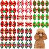 20pcs Dog Bowknot Cat Hair Bows Santa Claus Rubber Band Christmas Hat Decoration Dog Bows For Small Dog Pet Accessories