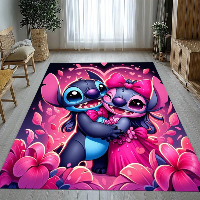 Cartoon S-Stitch Kawaii Monster Living Room Non-Slip Area Rug Soft Carpet for Bedroom Kids Playroom Sofa,Home Decor Doormat Gift