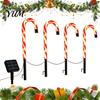 Holiday Yard Ornaments 4Pcs Solar Candy Cane Pathway Lights, Christmas Outdoor Stake Waterproof Garden Stakes Lights for Lawn Patio Decorations