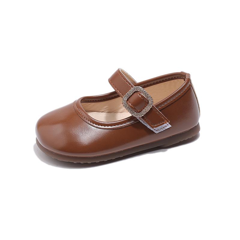 Girls Toddler Shoes 2-12 Years Old Brown Round Head Fashion Hundred Girls Mary Jane Shoes Beige Non-slip Children's Baby Sandals