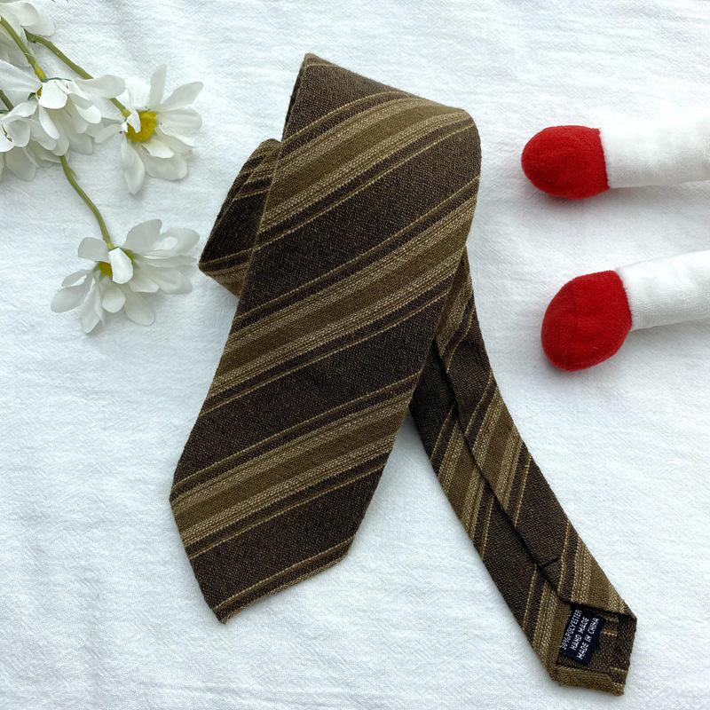 Handmade Japanese Vintage Dark Green Striped Tie - Retro College Style