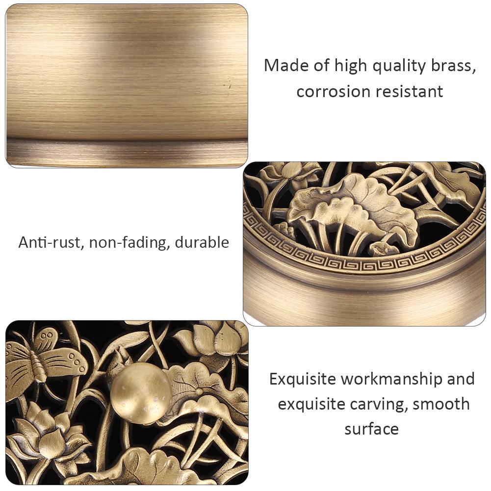 Brass Incense Burner Alloy Metal Stick with Lid Buddhist Supplies Round Bottom Stove