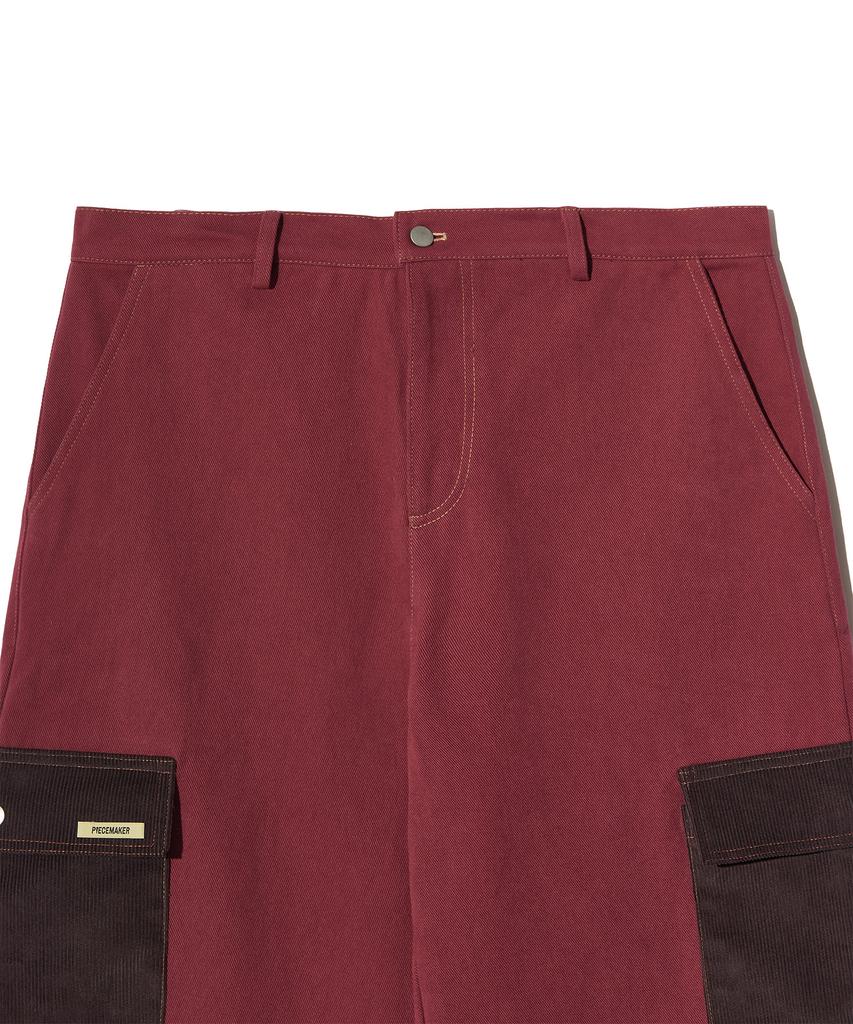 PEACE MAKER Corduroy Point Cotton Work Pants (Burgundy)