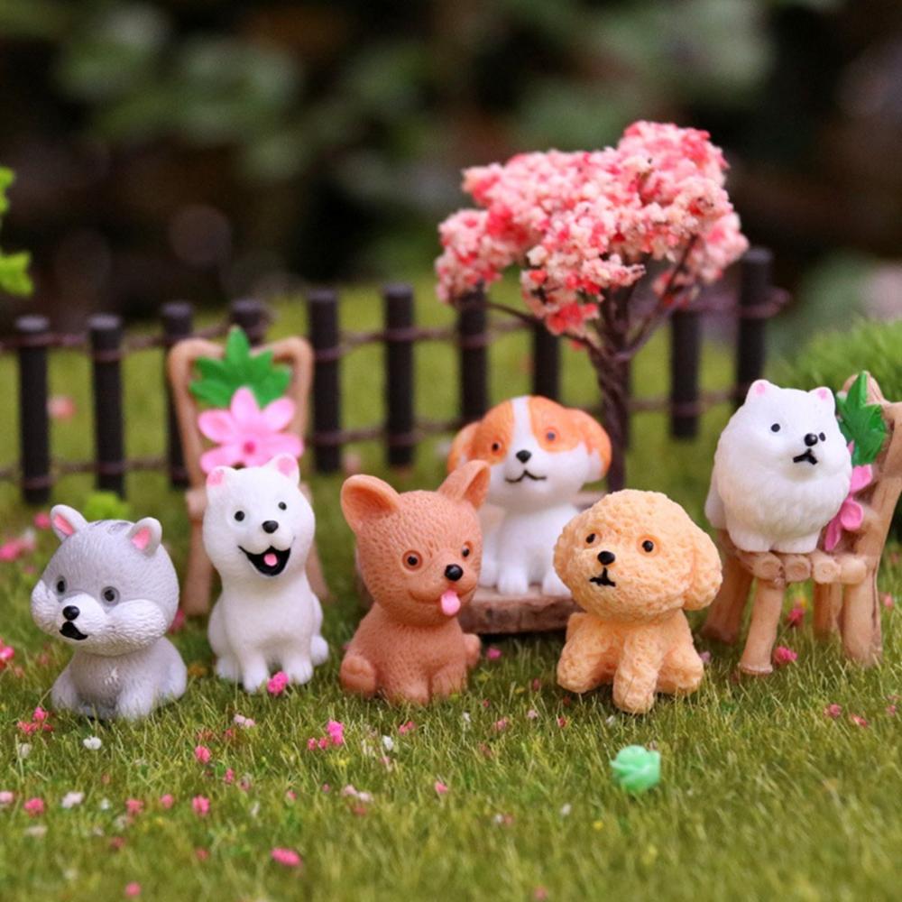 Decor DIY Fairy Garden Puppy Statue Resin Animal Miniature Dog Ornament Figurines Cake Decoration