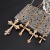 Hip Hop Ins Style Pearl Stacked Cross Pendant Necklace Versatile Metallic Chain Necklace for Men and Women