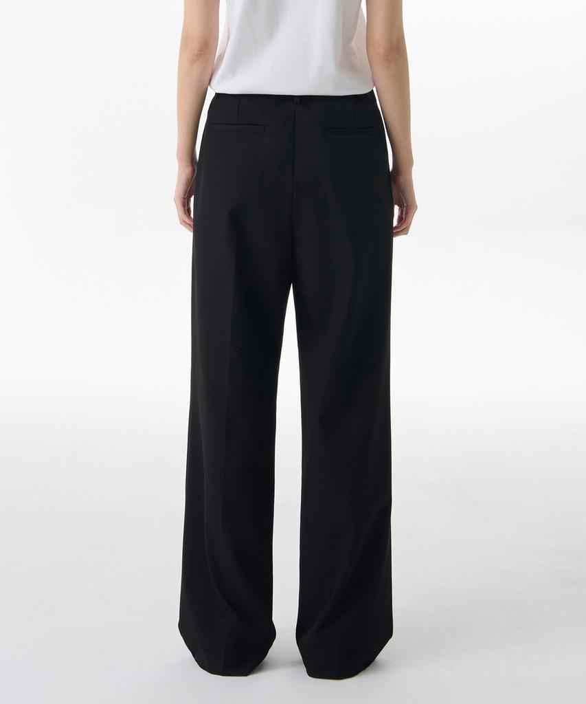 MUSINSA STANDARD WOMAN Women'S Low Waist Deep Tuck Wide Hidden Banding Slacks [Black]