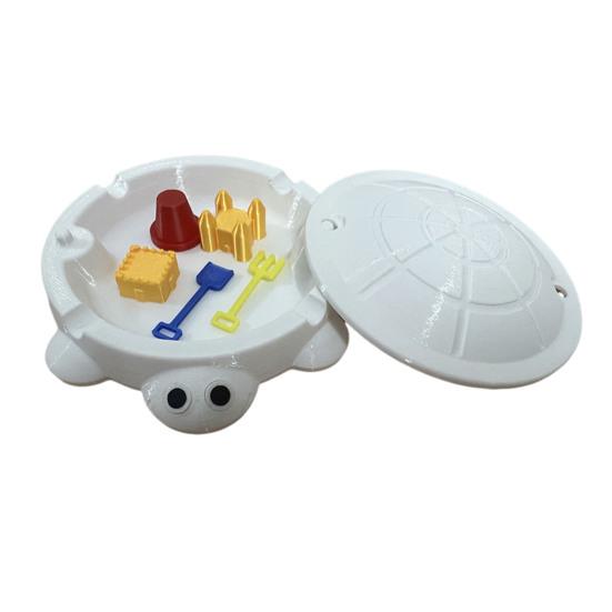 Mini Turtle Sandbox with Lid Sand Mini Tools Accessories 3D Printed Tortoise Sand Storage Box Round Container Kids Summer Beach Toy