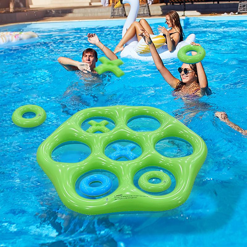 Summer Pool New Hexagonal Inflatable Pvc Pool Ring Toss Game Throwing Interactive Toy For Summer Water Competitive Play