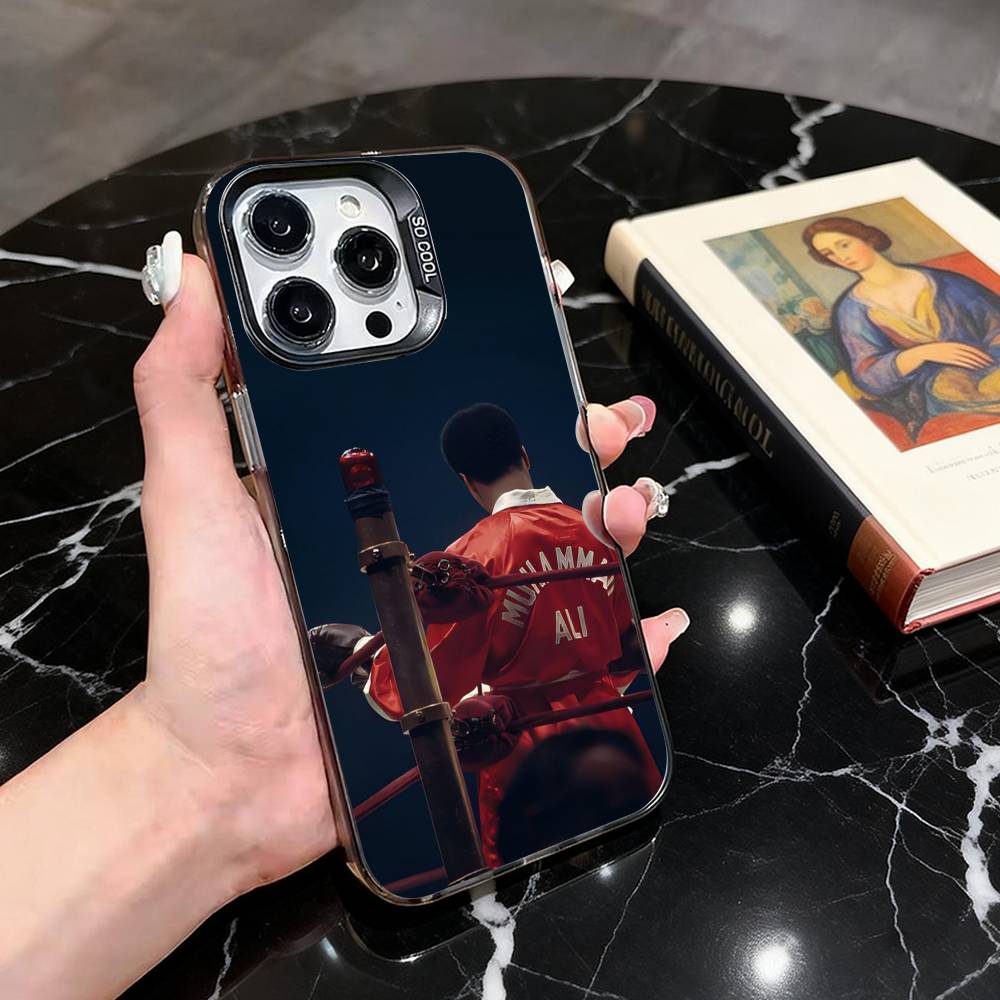 M-Muhammad A-Ali Boxerská legenda Pouzdro na telefon Pro iPhone 17,16,15,14,13,12,11 Plus,Pro Max,XS,Barevný stříbrný černý kryt