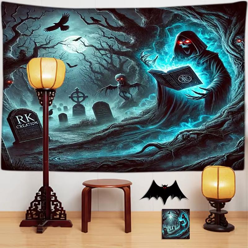 Halloween Festival Wandteppich schreckliche Grabwandbehang für Party Festival Schlafzimmer Büro Wohnzimmer Heimdekoration Wanddekoration