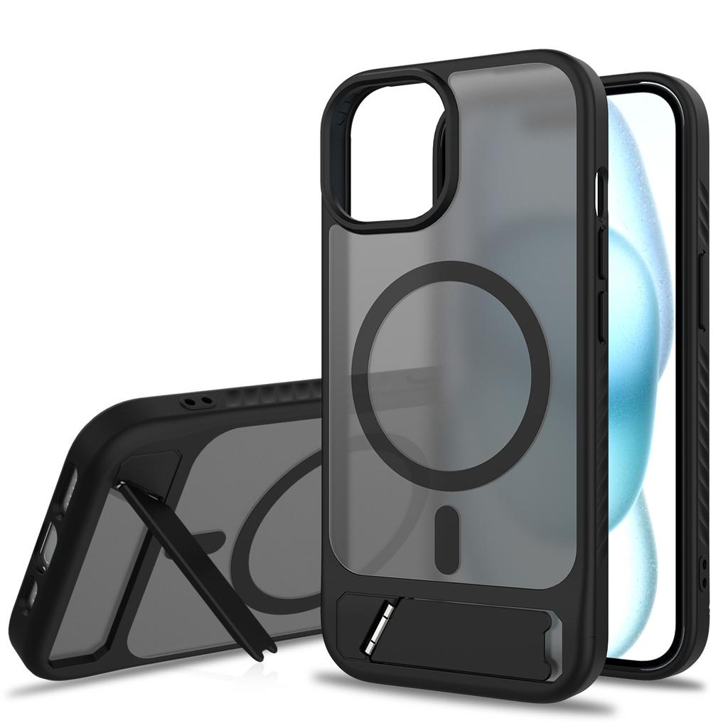 Matte Military Grade Shockproof Stand Phone Case for Magsafe Mag Safe Iphone 16 E 15 Pro Max 14 Plus 13 12 14Pro 16Pro 15Pro Phone Cover with Stand