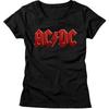 T-shirt da Donna AC/DC Logo Rossa Sbiadita Nera Rock and Roll Musica Band