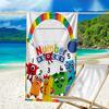 1pc 3D-Number-Blocks-Cartoon Beach Towel, Sports Cape, Beach and Seaside Swimming Pool Equipment, Fashion Pattern, Rectangular, Travel Essentials