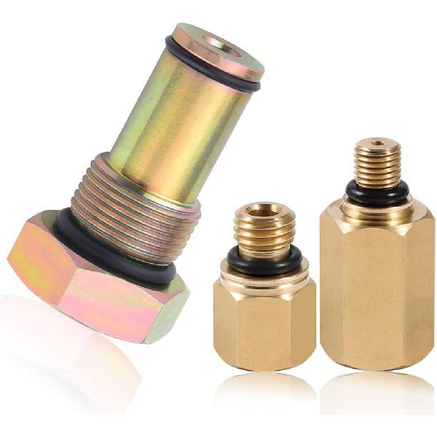 QISF 6.0 High Pressure Oil Pump IPR Valve Air Test Fitting Tool + Oil Rail Adapters Leak Test Kit For 6.0L Powerstroke Diesel Engine (3Pcs/Set)