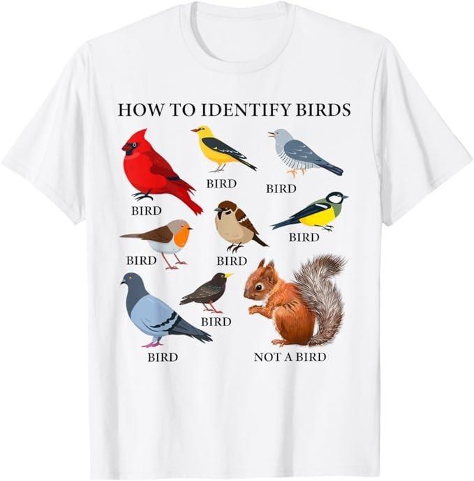 Fågelsortering Rolig Kardinal Duva Ekorre T-shirt