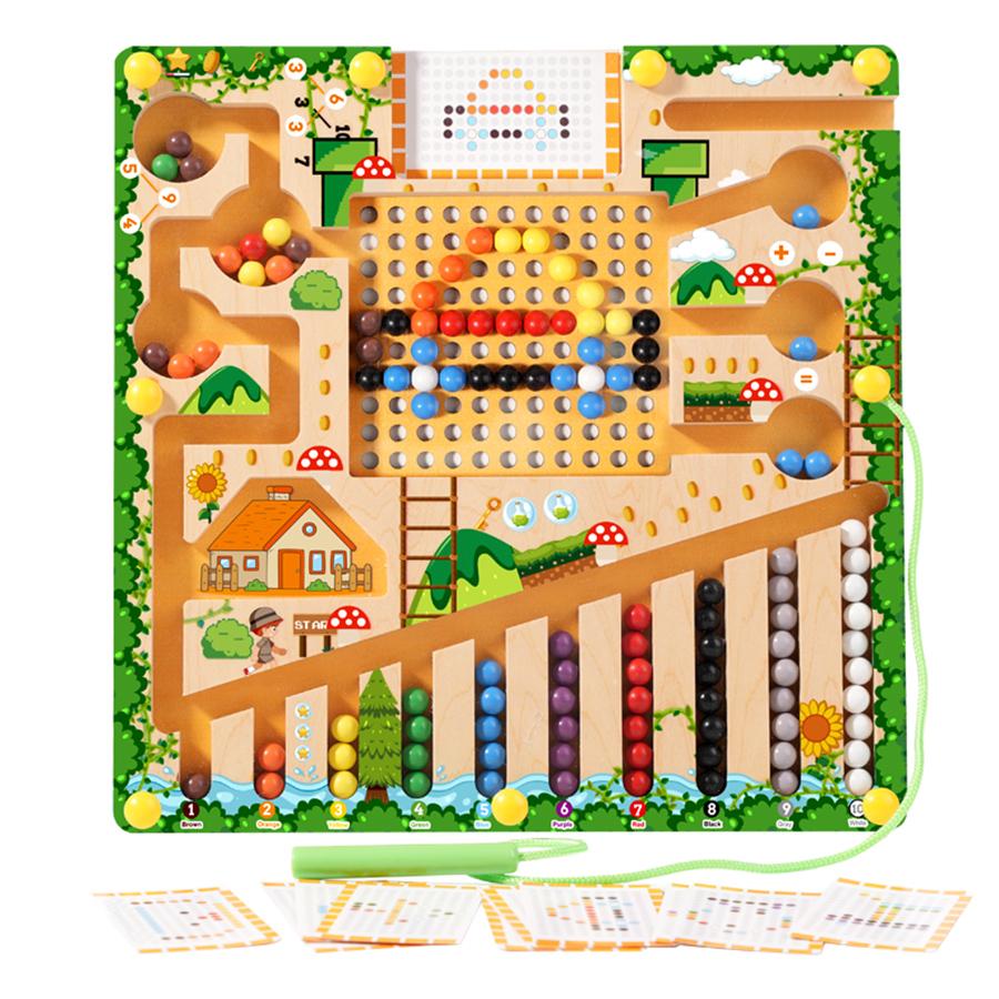 Magnetic Sorting Games Montessori Puzzle Toys Maze Board Learning Color Counting Number Classification Wooden Educational Toy