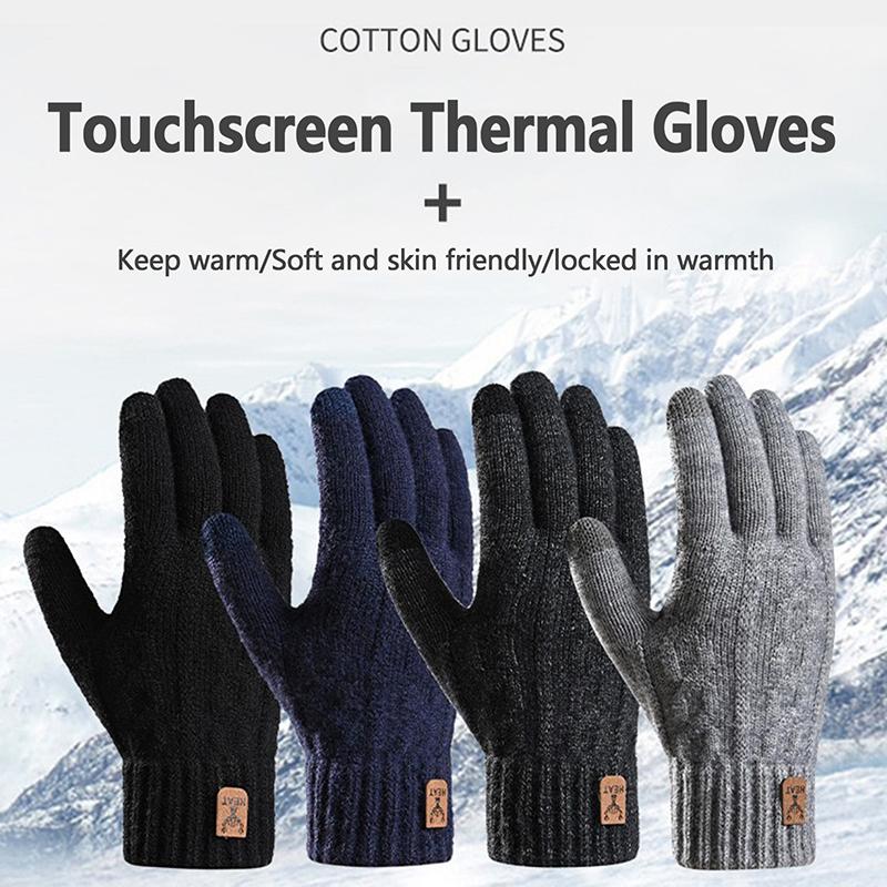 1Pair Warm Gloves Autumn Winter Gloves For Men Cold-Proof Warm Gloves Cycling Full Finger Touch Screen Gloves Gifts